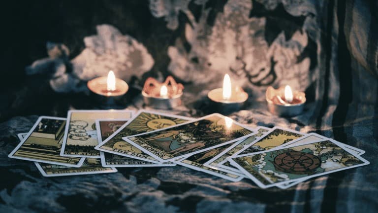 tarot cards on altar for spreads