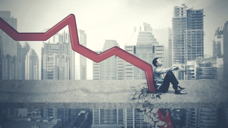 man sad in decline less fall city