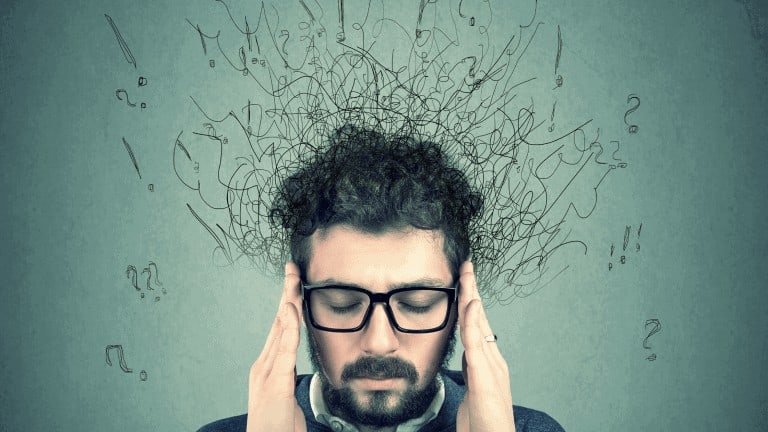 Man anxiety insecure and worried