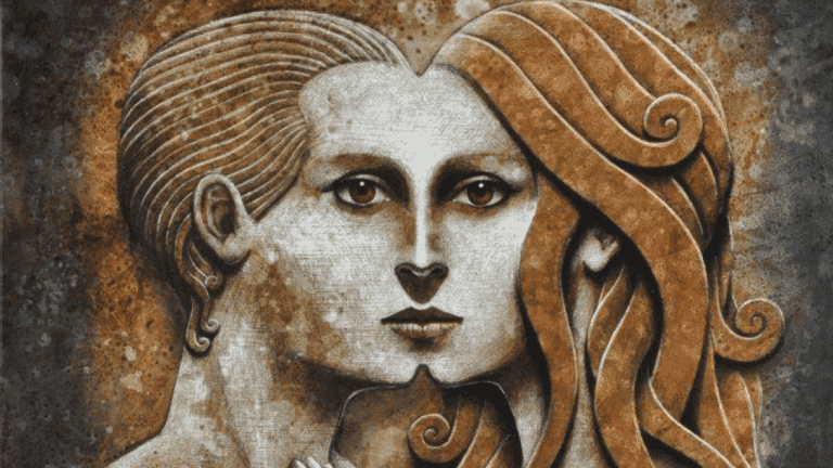 Male and female face anima animus one