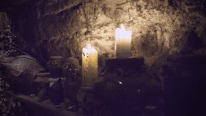 Ritual Candles burning in witchcraft den