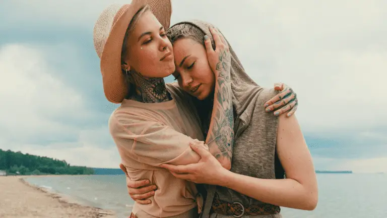 Women embracing each other as friends