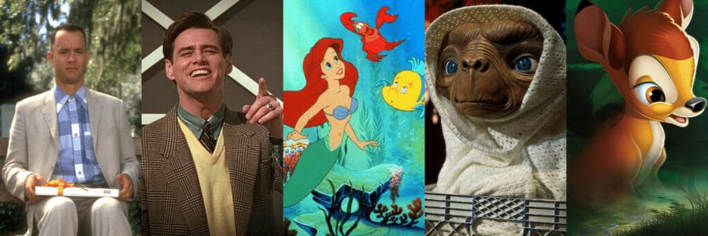 Examples of Innocent Archetype with Forest Gump, Truman, Little Mermaid, E.T. and Bambi