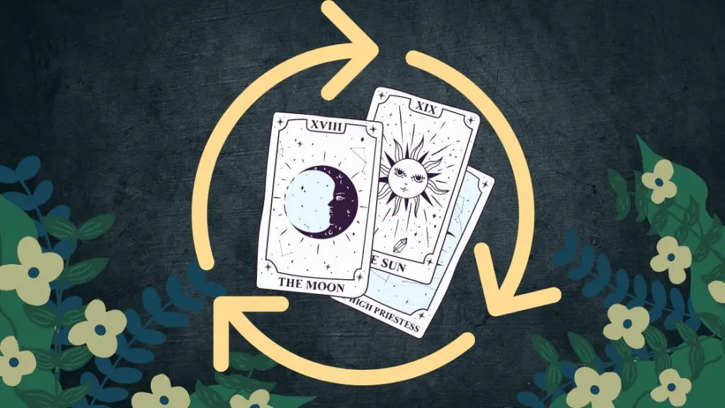 tarot cards with recycle symbol for reuse